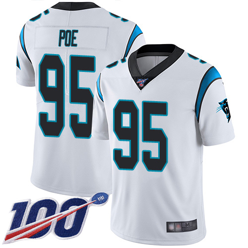 Carolina Panthers Limited White Youth Dontari Poe Road Jersey NFL Football 95 100th Season Vapor Untouchable